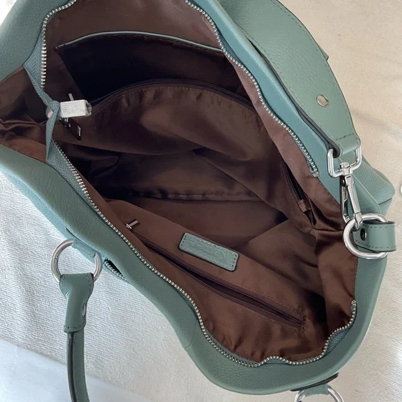 Chic Teal Leather Shoulder Bag - Picture 5 of 7